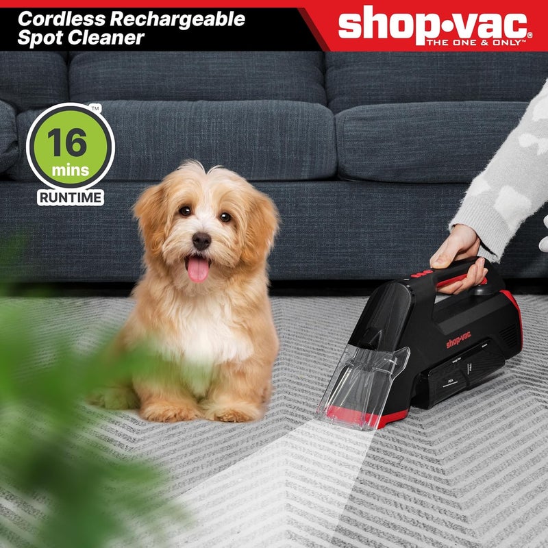 SHOPVAC Shop 3-in-1 Cordless Spot Cleaner, Handheld Upholstery Cleaner with Spray, Rolling Brush and 5.5kPa Suction, 2 Water Tanks, USB-C Rechargeable - Image 5